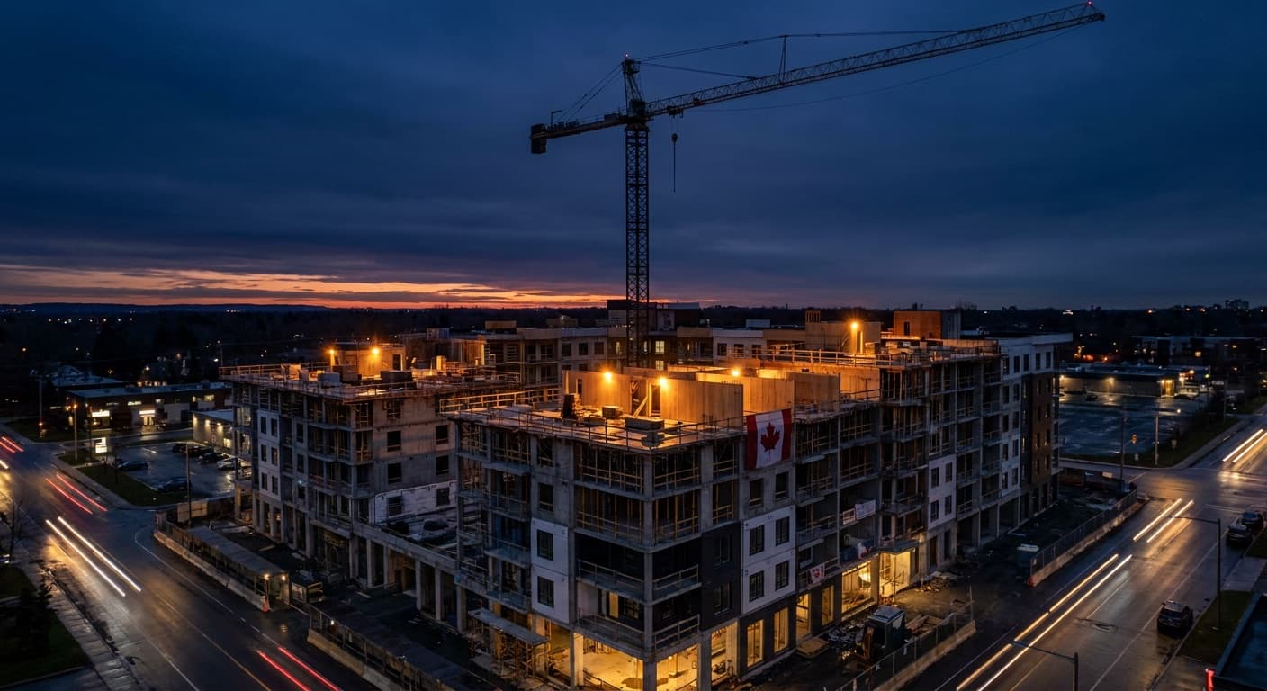 Développement immobilier moderne au crépuscule